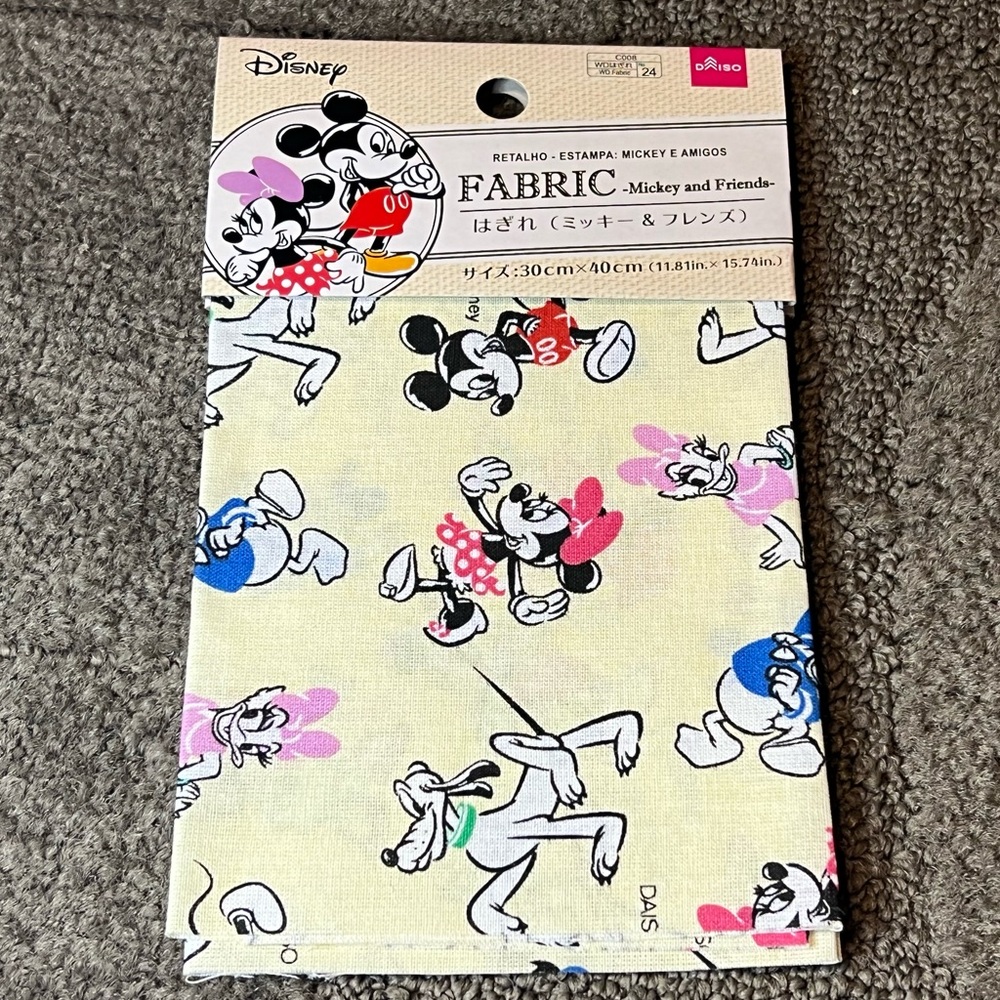 Disney Mickey & Friends Cut Cloth Fabric Sewing Crafts Japan Exclusive Official